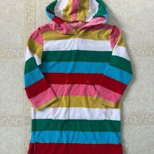 Mini Boden Striped Hooded Dress in Pink, Green, Blue, Red, Yellow, White 6/7